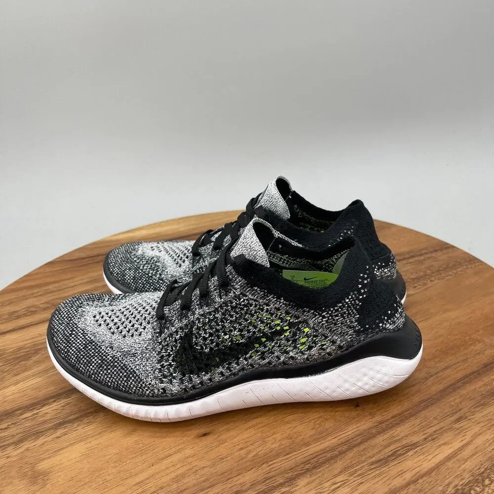 Nike Free RN Flyknit Shoes Womens Size 5 Black Oreo Running Comfort Walking Gym